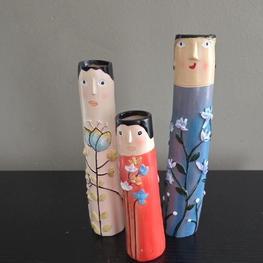 Hand-Painted Decorative Vases Set